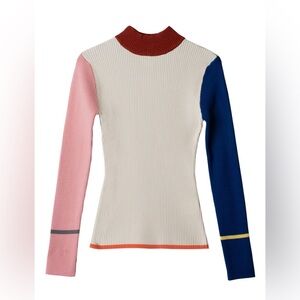 FIND ME NOW MALIBU BLUE KNIT BODHI TOP Color-block size S